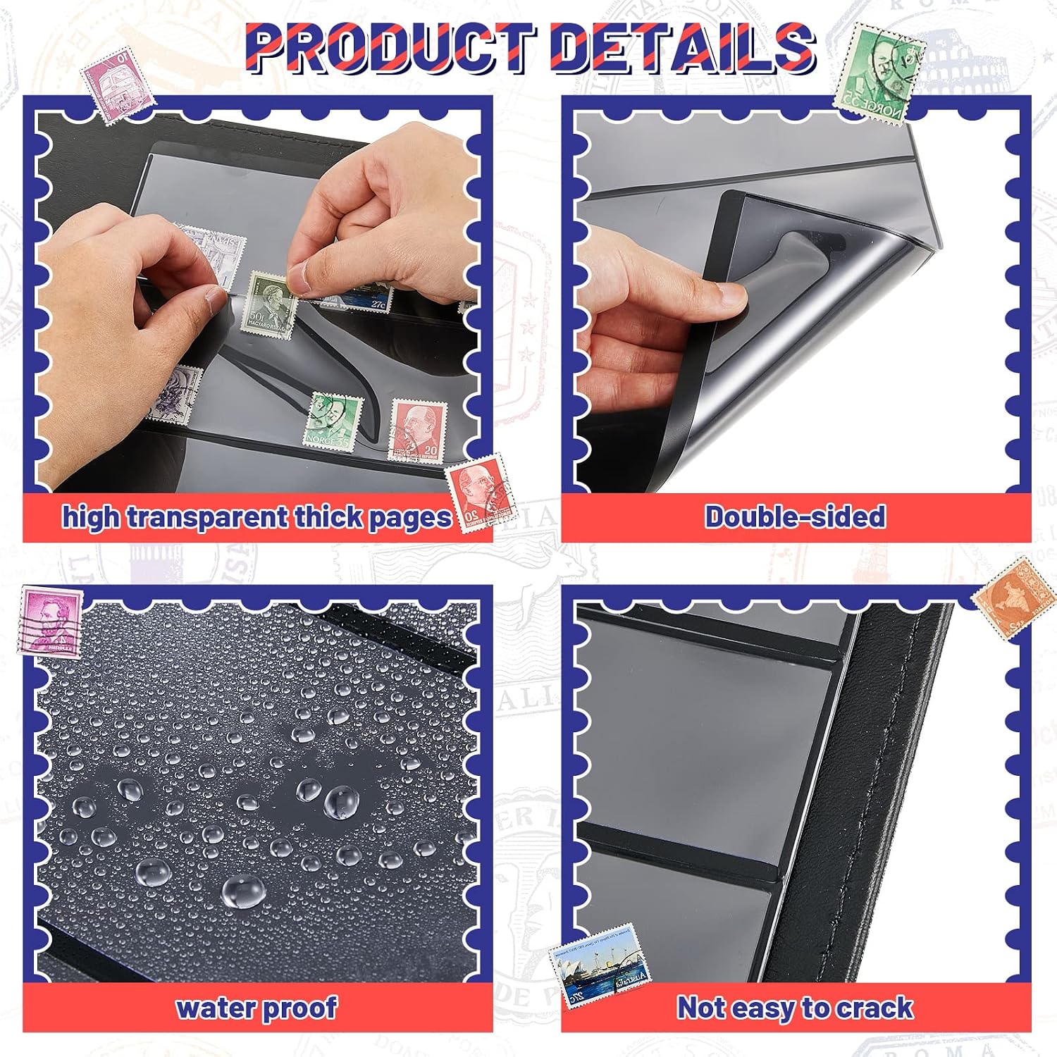 20 Sheet Stamp Pages for Stamp Album Binder 1\/2\/3\/4 Pockets Collectors Postage Collecting Supplies Book of Stamps 9 Hole Standard Collecting Albums for Collectors Display - Image 4