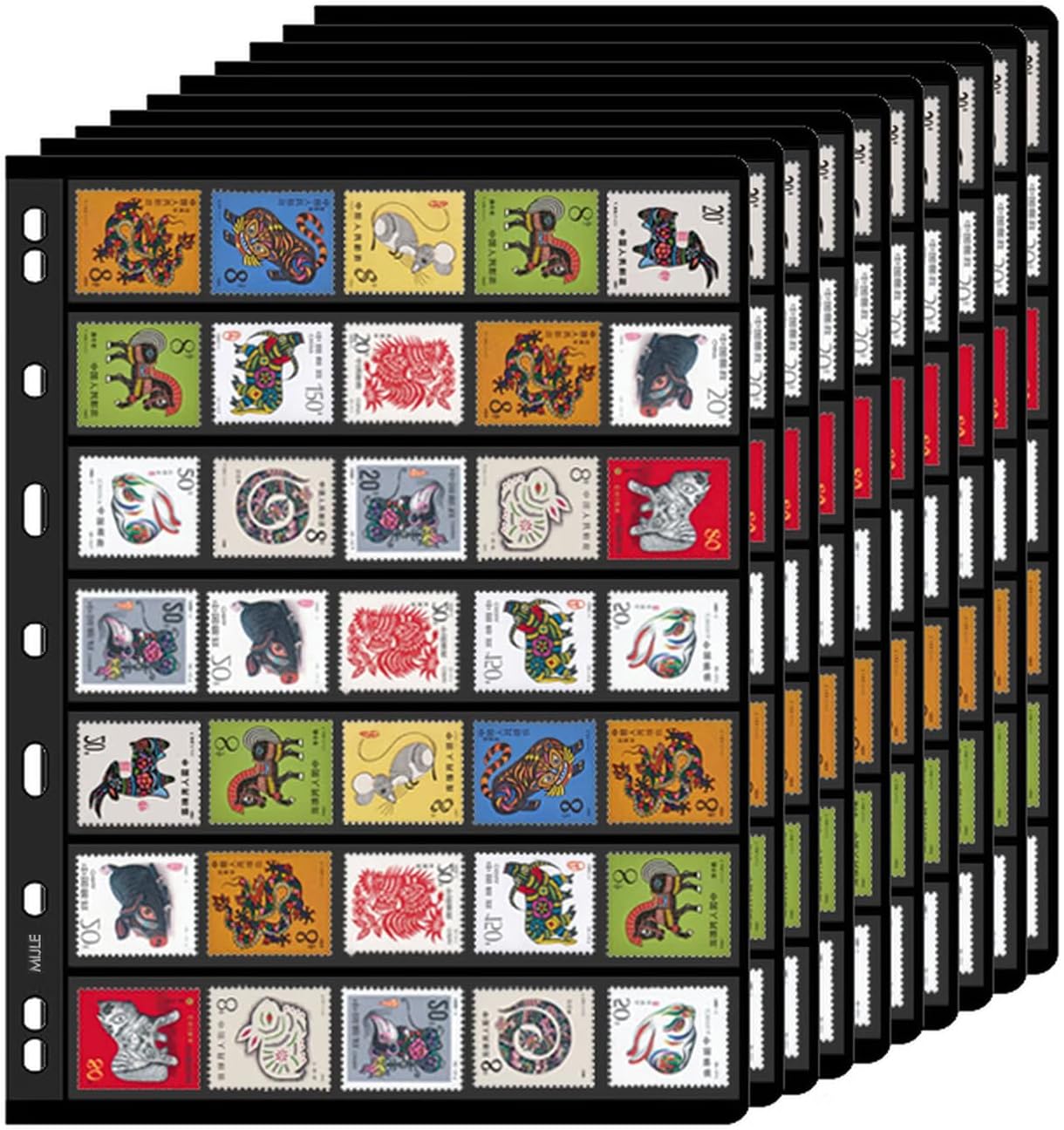 stamp collector pages \u2013 10 Sheets Stamp Pages with Binder Pockets, 9-Hole Standard Stamp Collecting Supplies, Stamp Books for Postage Stamps, 2-Row Stamp Album for Collectors - Image 12