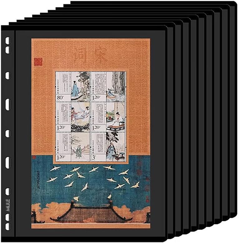 stamp collector pages \u2013 10 Sheets Stamp Pages with Binder Pockets, 9-Hole Standard Stamp Collecting Supplies, Stamp Books for Postage Stamps, 2-Row Stamp Album for Collectors - Image 13