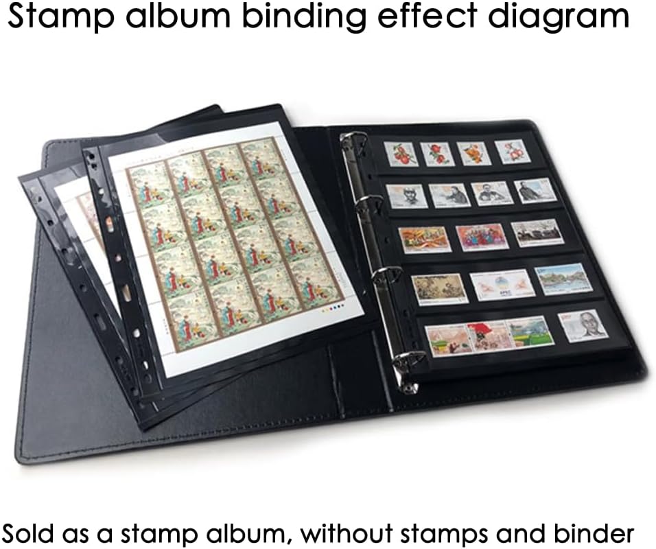 stamp collector pages \u2013 10 Sheets Stamp Pages with Binder Pockets, 9-Hole Standard Stamp Collecting Supplies, Stamp Books for Postage Stamps, 2-Row Stamp Album for Collectors - Image 5