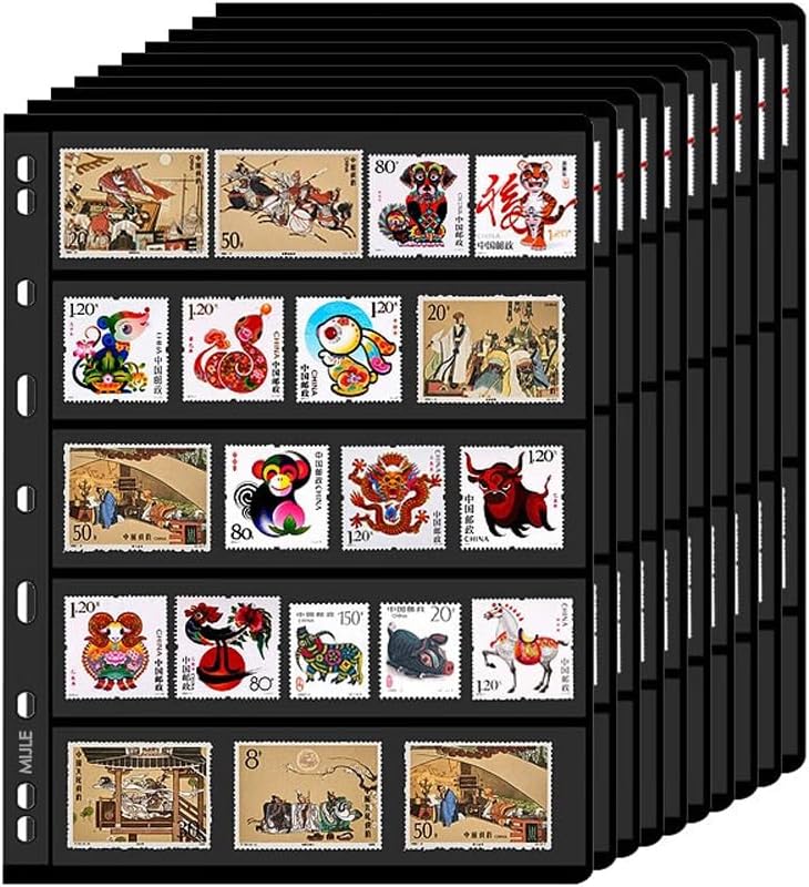 stamp collector pages \u2013 10 Sheets Stamp Pages with Binder Pockets, 9-Hole Standard Stamp Collecting Supplies, Stamp Books for Postage Stamps, 2-Row Stamp Album for Collectors - Image 8