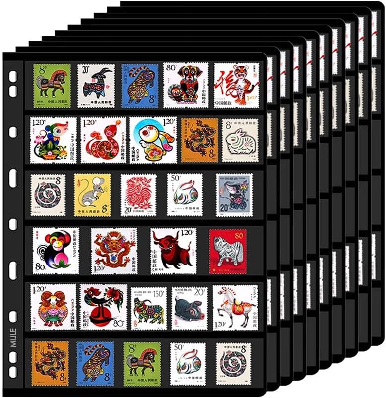 stamp collector pages \u2013 10 Sheets Stamp Pages with Binder Pockets, 9-Hole Standard Stamp Collecting Supplies, Stamp Books for Postage Stamps, 2-Row Stamp Album for Collectors - Image 11